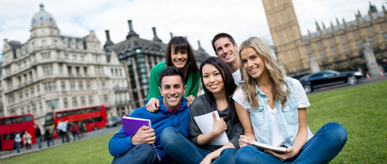 International exchange students in London.