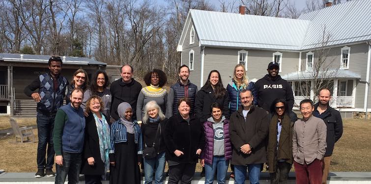 SCS students pose for a photo at Georgetown's Calcagnini Contemplative Center student retreat.