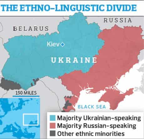 Ethno-linguistic divide among Ukraine, Belarus, and Russia.